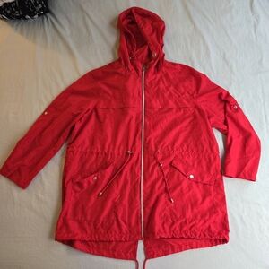 Primark Bright Red Hooded Jacket  Drawstring Waist